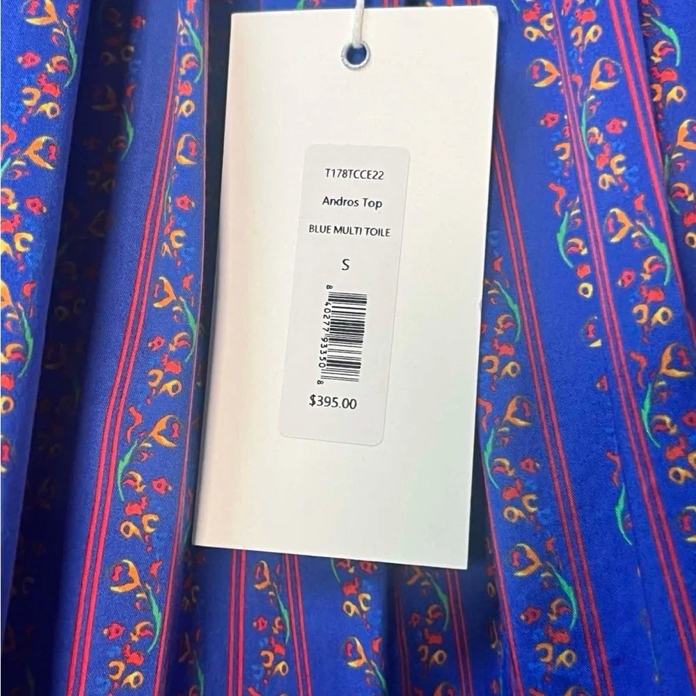 Caroline Constas Women's Blue and Pink Striped Top - Picture 6 of 10